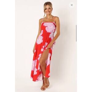 Petal & Pup Red and Pink Floral Midi Dress